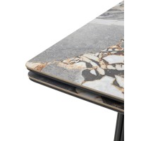 Стол АДАЖИО 240 (320) см цвет МИНЕРАЛ (MINERAL STONE NATURAL), керамика / Черный каркас