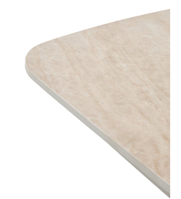 Стол КИРАН (KIRAN) 180 БЕЖЕВЫЙ МРАМОР (MATTE SICILY BEIGE SOLID CERAMIC) / Орех темный, ®DISAUR