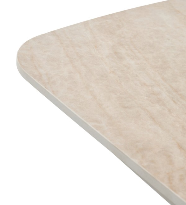 Стол КИРАН (KIRAN) 180 БЕЖЕВЫЙ МРАМОР (MATTE SICILY BEIGE SOLID CERAMIC) / Орех темный, ®DISAUR