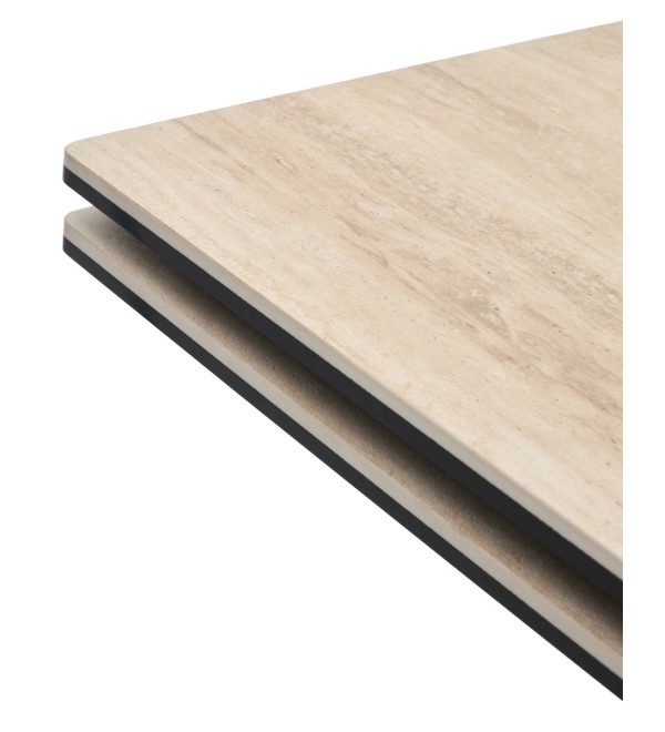Стол КОСТА (COSTA) 180 ТРАВЕРТИН (MATTE SPANISH TRAVERTINE) керамика/ Латте / Орех натур, ®DISAUR