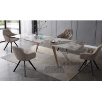 Стол АСЕРРА-1 (ACERRA-1) 160 цвет ПАНДОРА (GLOSS PANDORA) керамика/ каркас цвета ШАМПАНЬ, ®DISAUR