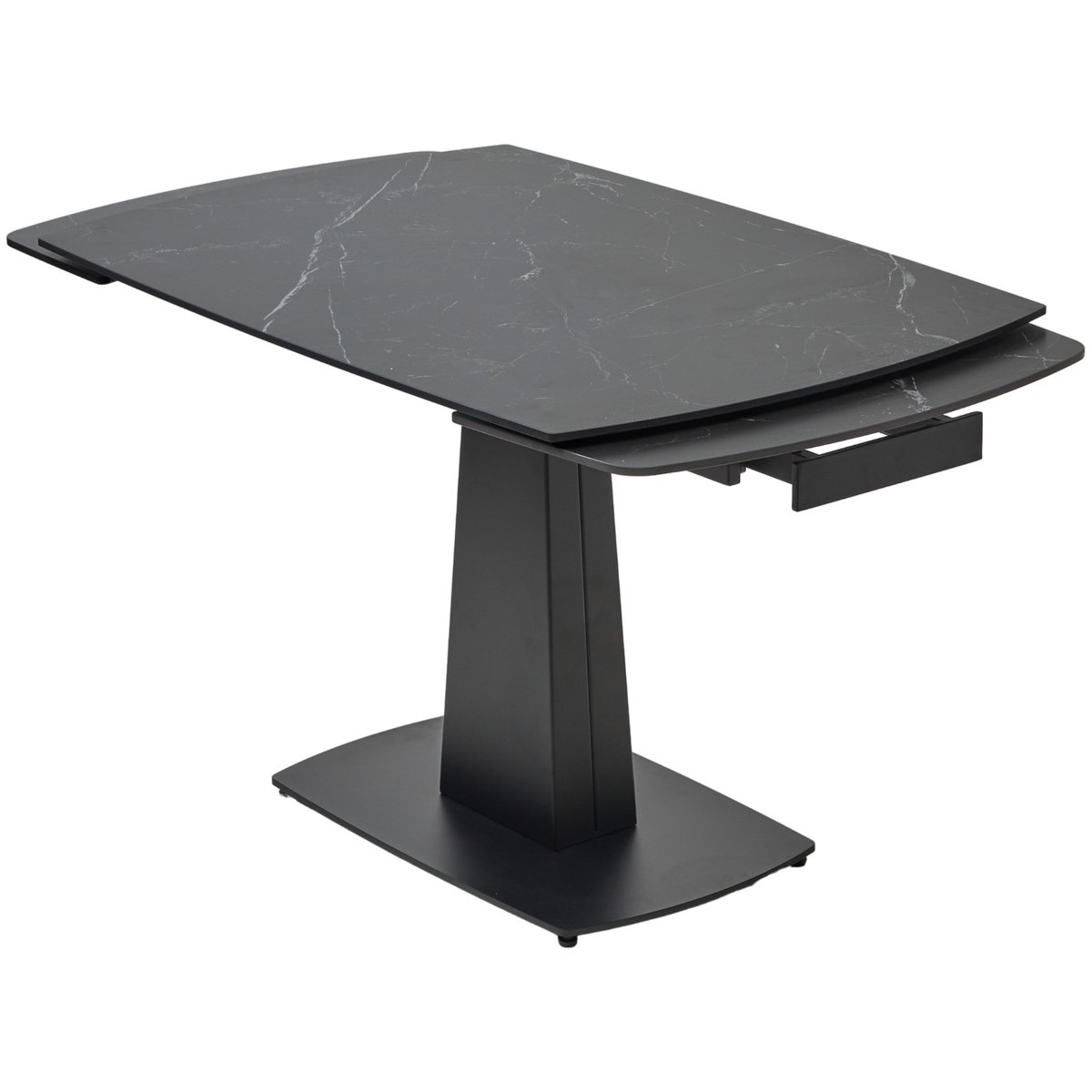 Стол БАЛД (BALDE) 140 цвет ЧЕРНЫЙ МРАМОР МАТОВЫЙ (MATT BLACK MARBLE SOLID CERAMIC )/ ЧЕРНЫЙ, ®DISAUR