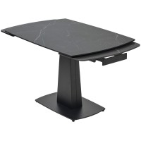 Стол БАЛД (BALDE) 140 цвет ЧЕРНЫЙ МРАМОР МАТОВЫЙ (MATT BLACK MARBLE SOLID CERAMIC )/ ЧЕРНЫЙ, ®DISAUR