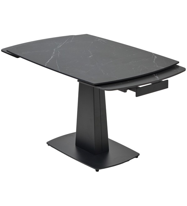 Стол БАЛД (BALDE) 140 цвет ЧЕРНЫЙ МРАМОР МАТОВЫЙ (MATT BLACK MARBLE SOLID CERAMIC )/ ЧЕРНЫЙ, ®DISAUR
