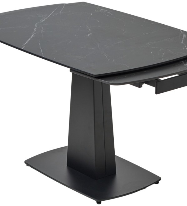 Стол БАЛД (BALDE) 140 цвет ЧЕРНЫЙ МРАМОР МАТОВЫЙ (MATT BLACK MARBLE SOLID CERAMIC )/ ЧЕРНЫЙ, ®DISAUR