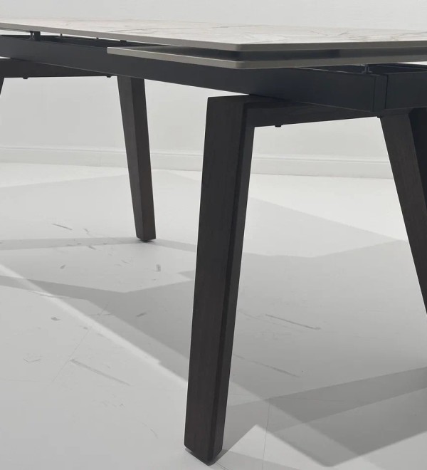 Стол БЭТИС (BETIS) 180 цвет Мрамор (MATTE GILDED WHITE SOLID CERAMIC) / Орех (WALNUT), ®DISAUR