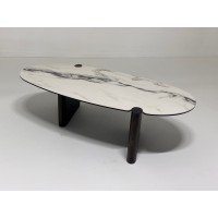 Стол кофейный АРН (ARN) цвет FENDI WHITE керамика на стекле/массив/ МДФ, дубовый шпон ®DISAUR