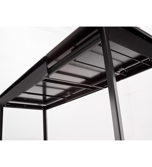 Стол КРЕМОНА (CREMONA) 140 БЕЛЫЙ МРАМОР ГЛЯНЦ (HIGH GLOSS STATUARIO), керамика/ ЧЕРНЫЙ, ®DISAUR