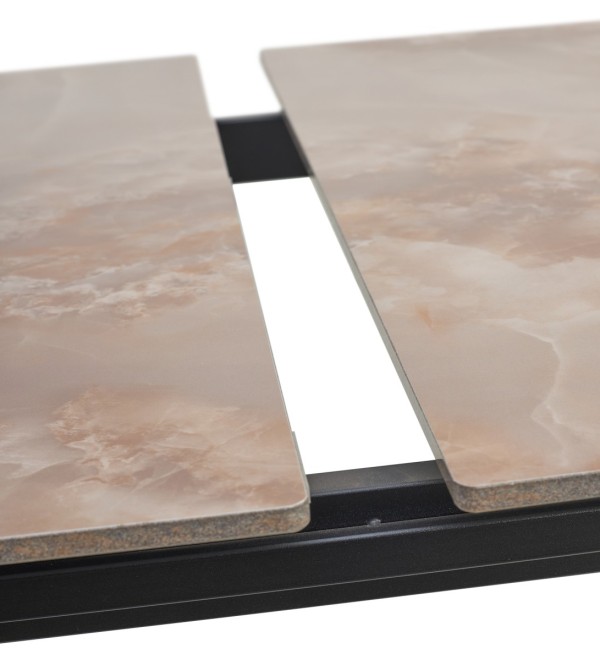 Стол КОРНЕР (CORNER) 120 цвет АМБЕР ЖАДЕ (GLOSS AMBER JADE SOLID CERAMIC) / ЧЕРНЫЙ, ®DISAUR