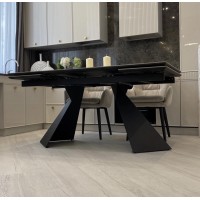 Стол ОРИГАМИ  240 цвет АЙВОРИ (AURA IVORY), керамика / Черный каркас