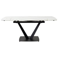 Стол АЛАТРИ (ALATRI) 120 цвет БЕЛЫЙ МРАМОР МАТОВЫЙ (MATT WHITE MARBLE) керамика / ЧЕРНЫЙ, ®DISAUR