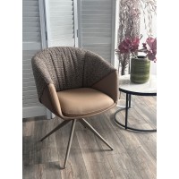 Стул ГИССЕН (GISSEN) 360 град., цвет КОФЕ HP032-08A PU / V885-1, экокожа / ткань / ЛАТТЕ, ®DISAUR