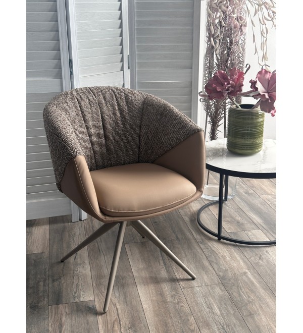 Стул ГИССЕН (GISSEN) 360 град., цвет КОФЕ HP032-08A PU / V885-1, экокожа / ткань / ЛАТТЕ, ®DISAUR