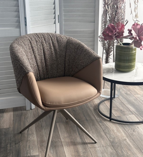Стул ГИССЕН (GISSEN) 360 град., цвет КОФЕ HP032-08A PU / V885-1, экокожа / ткань / ЛАТТЕ, ®DISAUR