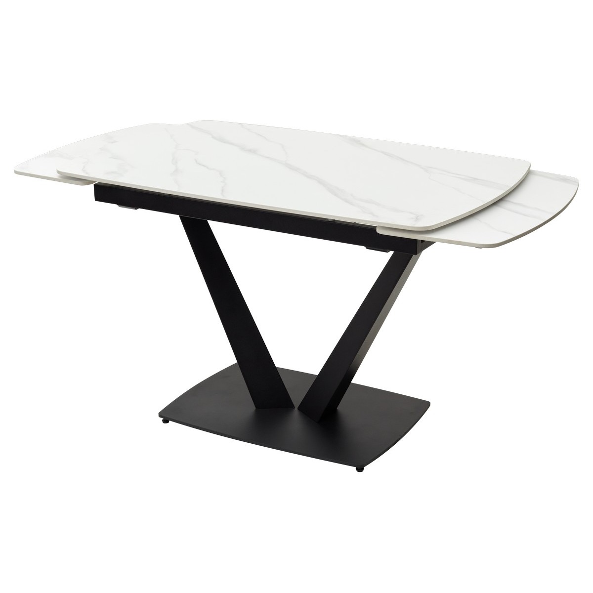 Стол АЛАТРИ (ALATRI) 120 цвет БЕЛЫЙ МРАМОР МАТОВЫЙ (MATT WHITE MARBLE) керамика / ЧЕРНЫЙ, ®DISAUR