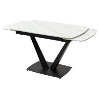 Стол АЛАТРИ (ALATRI) 120 цвет БЕЛЫЙ МРАМОР МАТОВЫЙ (MATT WHITE MARBLE) керамика / ЧЕРНЫЙ, ®DISAUR