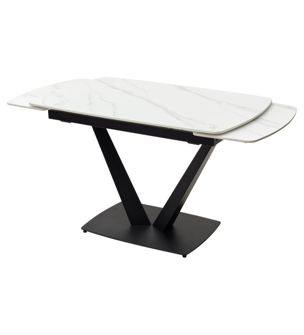Стол АЛАТРИ (ALATRI) 120 цвет БЕЛЫЙ МРАМОР МАТОВЫЙ (MATT WHITE MARBLE) керамика / ЧЕРНЫЙ, ®DISAUR