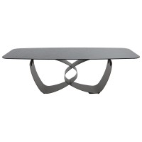 Стол ТОВЕ (TOVE) 240 цвет ЧЕРНЫЙ (GREY), стекло BUBBLE  / Шоколадное золото  ®DISAUR