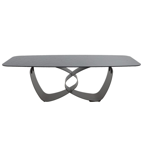 Стол ТОВЕ (TOVE) 240 цвет ЧЕРНЫЙ (GREY), стекло BUBBLE  / Шоколадное золото  ®DISAUR