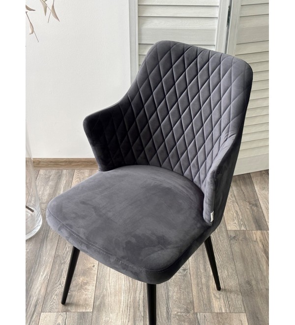 Стул ГЕРМАН (HERMAN) 360 град. BM-3 ТЕМНО-СЕРЫЙ, велюр / черный каркас