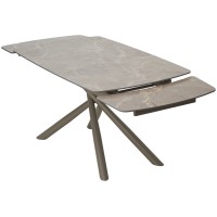 Стол РИВОЛИ (RIVOLI) 140 цвет ЛАТТЕ МАТОВЫЙ (MATT LATTE STONE SOLID CERAMIC) / ТАУПЕ, ®DISAUR