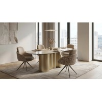 Стол ВЕНТО (VENTO) 280 ТОПАЗ TL-617, испанская керамика / Шампань каркас, ®DISAUR