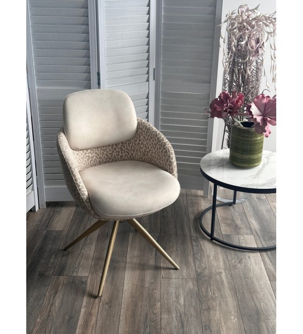 Стул ГРЕЙС (GRACE) 360 град., цвет ЛАТТЕ PENA-110 / HUNTER-120, ткань / ШАМПАНЬ каркас, ®DISAUR