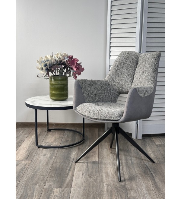Стул ДАВЕН (DAVEN) 360 град, цвет СЕРЫЙ RIELY-450 /  G1038-04 , ткань  /ТЕМНО-СЕРЫЙ каркас, ®DISAUR