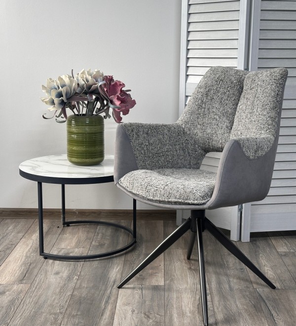 Стул ДАВЕН (DAVEN) 360 град, цвет СЕРЫЙ RIELY-450 /  G1038-04 , ткань  /ТЕМНО-СЕРЫЙ каркас, ®DISAUR
