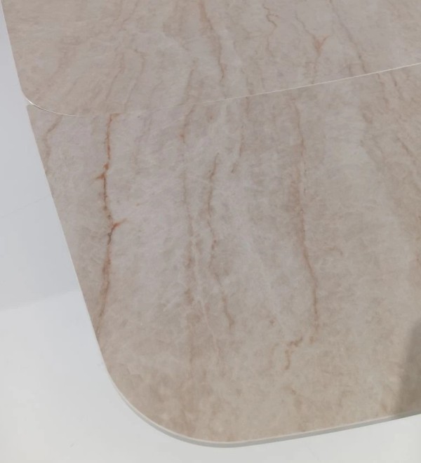 Стол КИРАН (KIRAN) 180 БЕЖЕВЫЙ МРАМОР (MATTE SICILY BEIGE SOLID CERAMIC) / Орех темный, ®DISAUR