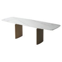 Стол КАЛВИН (CALVIN) 180 цвет КАРРАРА (SEMI-POLISHED SNOW CARRARA SOLID CERAMIC / СЕРЫЙ ДУБ, ®DISAUR
