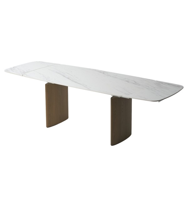 Стол КАЛВИН (CALVIN) 180 цвет КАРРАРА (SEMI-POLISHED SNOW CARRARA SOLID CERAMIC / СЕРЫЙ ДУБ, ®DISAUR