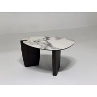 Стол кофейный ДЭГ (DAG) цвет FENDI WHITE керамика на стекле/массив/ МДФ, дубовый шпон ®DISAUR