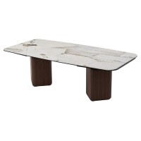 Стол ТЕРРА (TERRA) 240-360 Бежевый мрамор TL-331, испанская керамика / орех, ®DISAUR