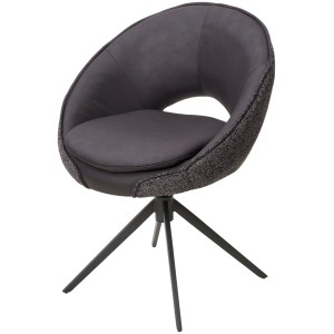 Стул АНАБЕЛЬ (ANABEL) 360 град. поворот Черный  Maison 99# / OTE COBBLE 457 / серый каркас, ®DISAUR