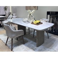 Стол КАЛВИН (CALVIN) 180 цвет КАРРАРА (SEMI-POLISHED SNOW CARRARA SOLID CERAMIC / СЕРЫЙ ДУБ, ®DISAUR