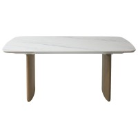 Стол КАЛВИН (CALVIN) 180 цвет КАРРАРА (SEMI-POLISHED SNOW CARRARA SOLID CERAMIC / СЕРЫЙ ДУБ, ®DISAUR