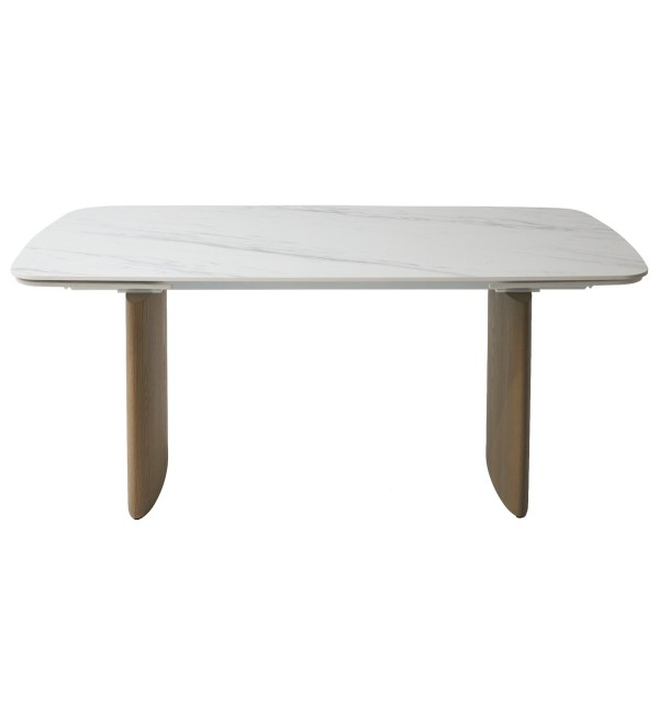 Стол КАЛВИН (CALVIN) 180 цвет КАРРАРА (SEMI-POLISHED SNOW CARRARA SOLID CERAMIC / СЕРЫЙ ДУБ, ®DISAUR