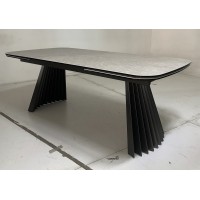 Стол АСТРИД (ASTRID) 200 цвет TL-102 Бежевый мрамор, испанск. керамика / Темно-серый каркас, ®DISAUR