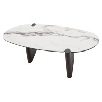 Стол кофейный АРН (ARN) цвет FENDI WHITE керамика на стекле/массив/ МДФ, дубовый шпон ®DISAUR