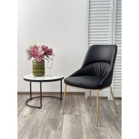 Стул АБРИОЛА (ABRIOLA) цвет ЧЕРНЫЙ Black Ti-25, экокожа / бронзовый, ®DISAUR