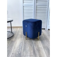 Пуф для гостиной АРЕС (ARES) цвет BLUVEL-86 синий / золотой