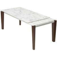 Стол ЭЗМИР (ESMIR) 180 цвет АРАБЕСКАТО (MATTE ARABESCATO SOLID CERAMIC) / ОРЕХ, ®DISAUR