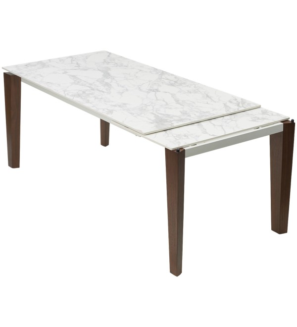 Стол ЭЗМИР (ESMIR) 180 цвет АРАБЕСКАТО (MATTE ARABESCATO SOLID CERAMIC) / ОРЕХ, ®DISAUR