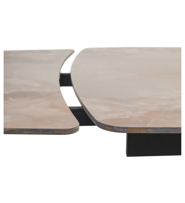 Стол РИВОЛИ (RIVOLI) 140 цвет АМБЕР ЖАДЕ (GLOSS AMBER JADE SOLID CERAMIC) / ЧЕРНЫЙ, ®DISAUR