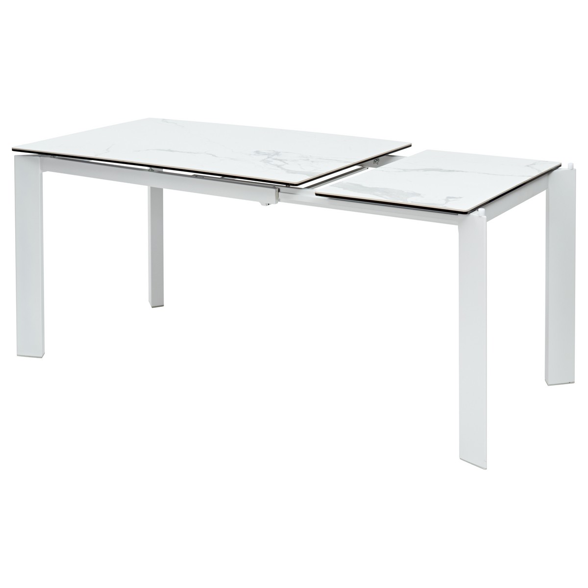 Стол КОРНЕР (CORNER) 120 цвет БЕЛЫЙ МРАМОР (HIGH GLOSS STATUARIO) керамика, стекло/ БЕЛЫЙ, ®DISAUR