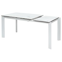 Стол КОРНЕР (CORNER) 120 цвет БЕЛЫЙ МРАМОР (HIGH GLOSS STATUARIO) керамика, стекло/ БЕЛЫЙ, ®DISAUR
