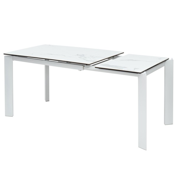 Стол КОРНЕР (CORNER) 120 цвет БЕЛЫЙ МРАМОР (HIGH GLOSS STATUARIO) керамика, стекло/ БЕЛЫЙ, ®DISAUR