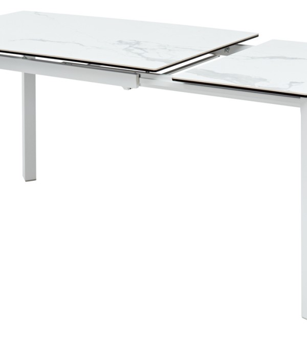 Стол КОРНЕР (CORNER) 120 цвет БЕЛЫЙ МРАМОР (HIGH GLOSS STATUARIO) керамика, стекло/ БЕЛЫЙ, ®DISAUR