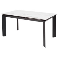 Стол КРЕМОНА (CREMONA) 140 БЕЛЫЙ МРАМОР ГЛЯНЦ (HIGH GLOSS STATUARIO), керамика/ ЧЕРНЫЙ, ®DISAUR